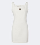 Miu Miu Leather-trimmed cotton jersey minidress