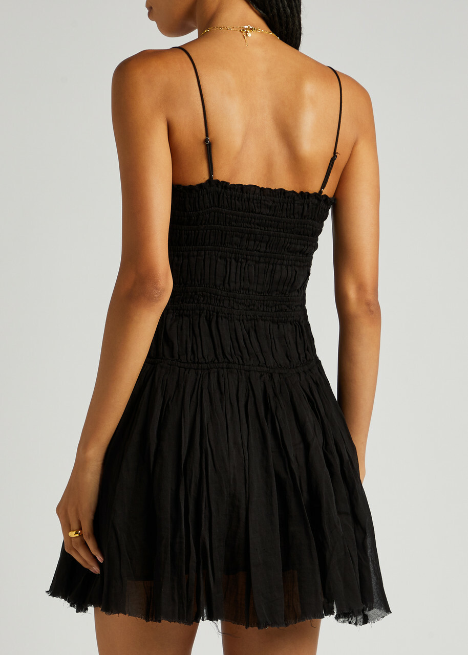 Free People Lausanne Cotton-gauze Mini Dress Black