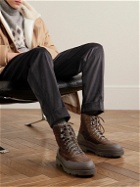 Brunello Cucinelli - Leather-Trimmed Suede Boots - Brown