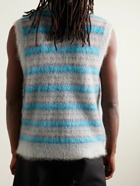 Marni - Brushed Striped Mohair-Blend Sweater Vest - Blue