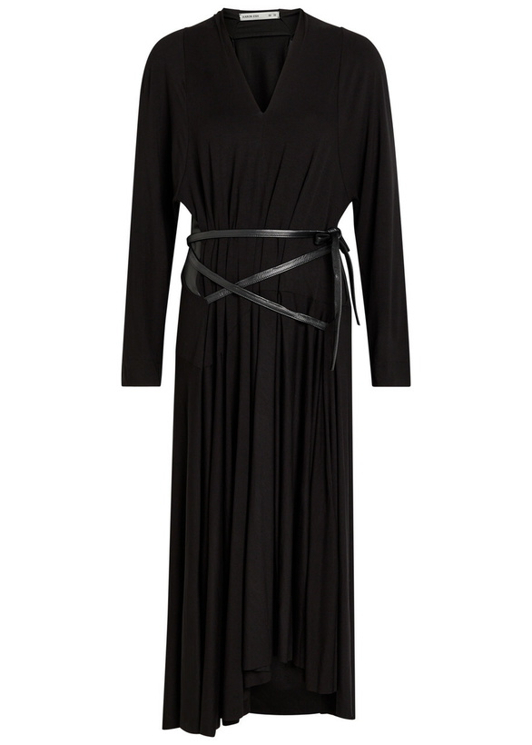 Photo: Aaron Esh Belted Jersey Midi Dress Black