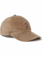 Brunello Cucinelli - Leather-Trimmed Suede Baseball Cap - Brown