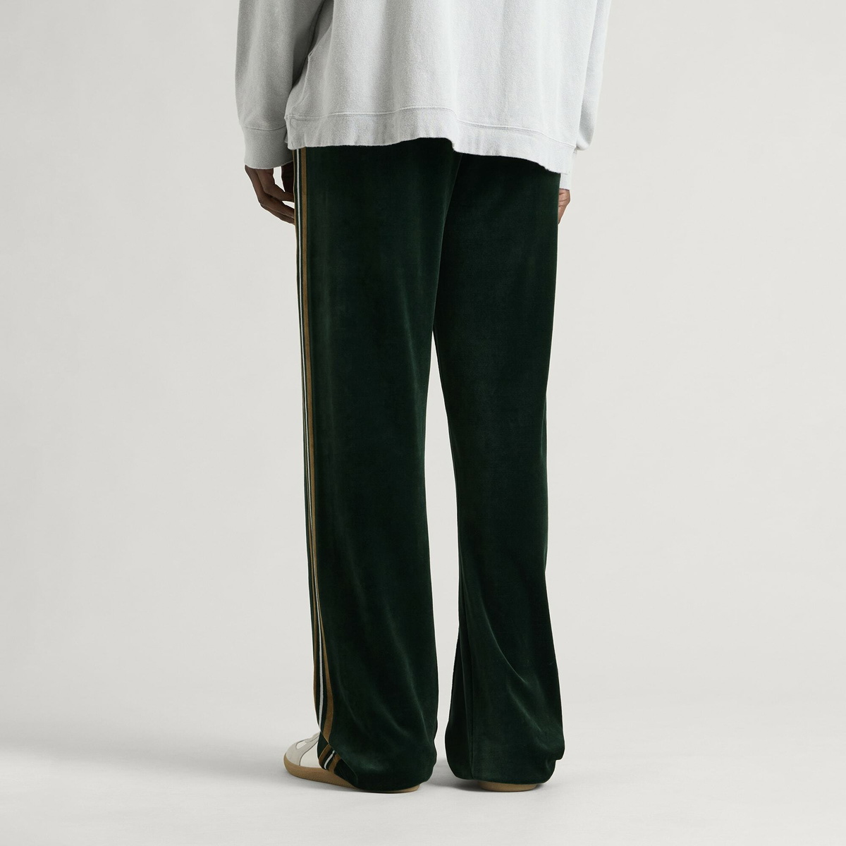 Casablanca Men's Velour Stripe Track Pant in Velour Green/Brown/Off-White