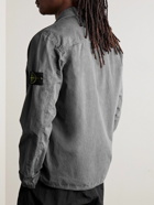 Stone Island - Logo-Appliquéd Washed Cotton-Canvas Overshirt - Gray