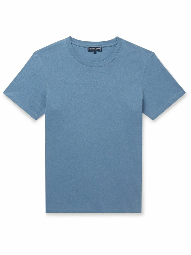 Photo: Frescobol Carioca - Lucio Cotton and Linen-Blend Jersey T-Shirt - Blue