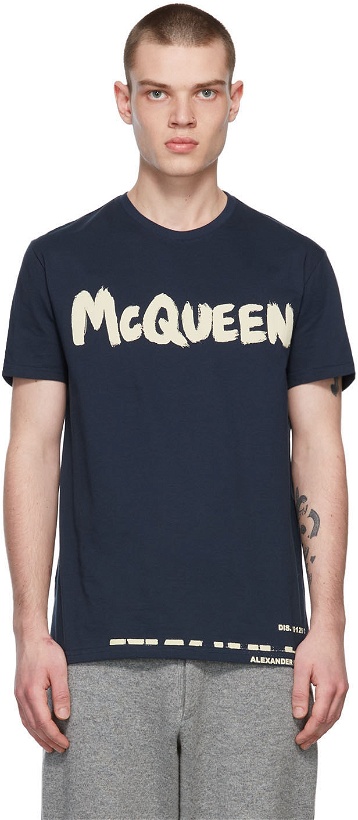 Photo: Alexander McQueen Navy Graffiti T-Shirt