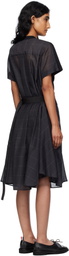 sacai Black Glen Check & Cotton Jersey Midi Dress