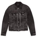 AMIRI - Distressed Bandana-Print Denim Jacket - Black