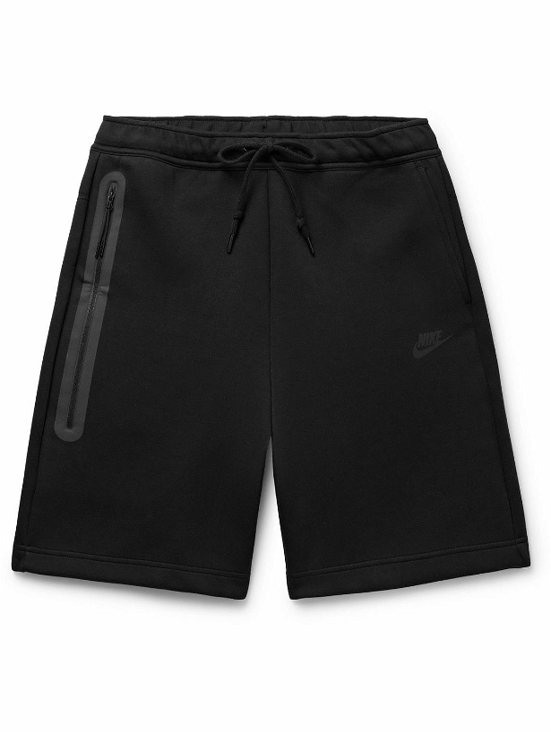 Photo: Nike - Straight-Leg Cotton-Blend Tech-Fleece Drawstring Shorts - Black