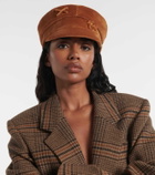 Ruslan Baginskiy Logo velvet newsboy cap