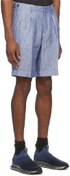 Z Zegna Blue Linen Yarn-Dyed Bermuda Shorts