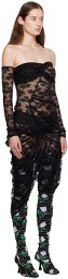 Yuhan Wang Black Floral Midi Dress