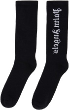 Palm Angels Black Jacquard Socks