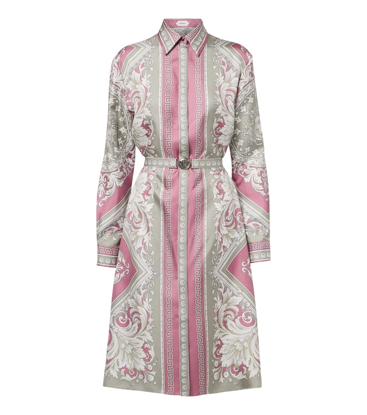 Photo: Versace Medusa printed silk twill shirt dress