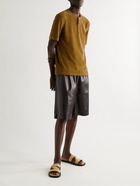 Bottega Veneta - Cotton-Blend Terry Henley T-Shirt - Brown