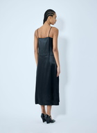 Prada Satin Logo Patch Midi Dress