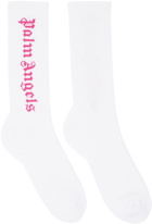 Palm Angels White & Pink Classic Logo Socks