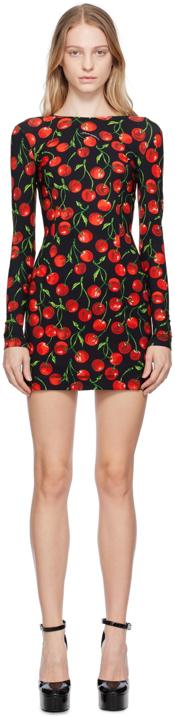 Dolce & Gabbana Black & Red Cherry Print Minidress Dolce & Gabbana