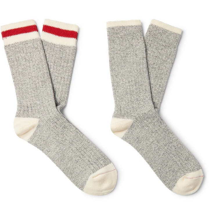 Photo: Beams Plus - Ragg Two-Pack Mélange Cotton-Blend Socks - Gray