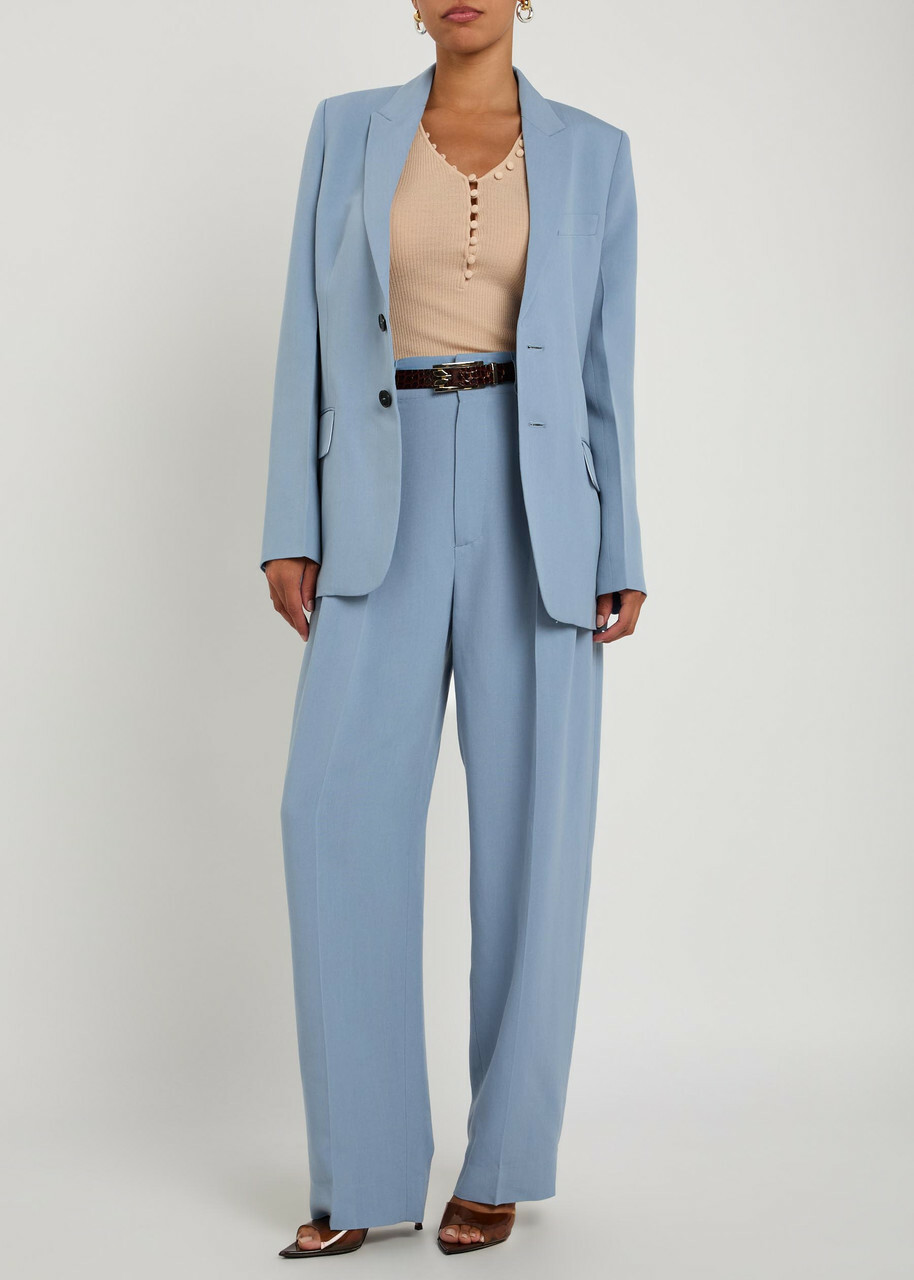 Victoria Beckham Pleated Tapered-leg Trousers Grey