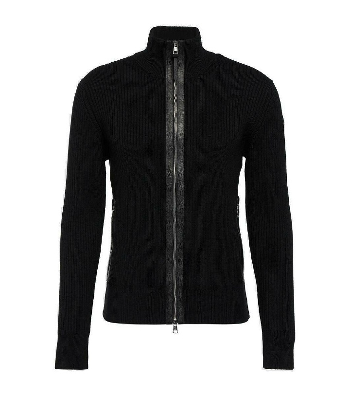 Photo: Moncler Wool and leather-trimmed cardigan