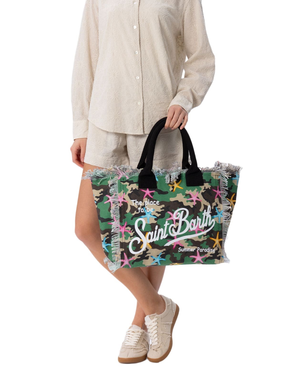 MC2 Saint Barth Camouflage Starfish Cotton Canvas Vanity Tote Bag
