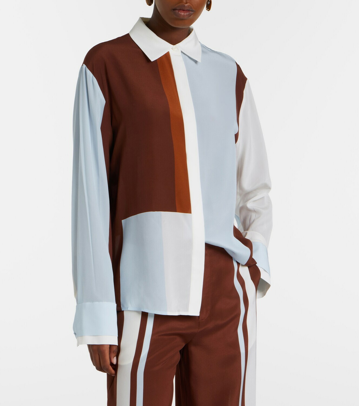 SIR Marais colorblocked silk shirt