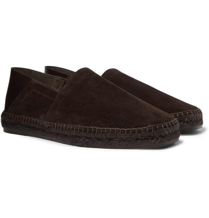 Photo: TOM FORD - Barnes Collapsible-Heel Leather and Suede Espadrilles - Brown