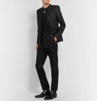 SAINT LAURENT - Metallic Pinstripe Wool-Blend Trousers - Black