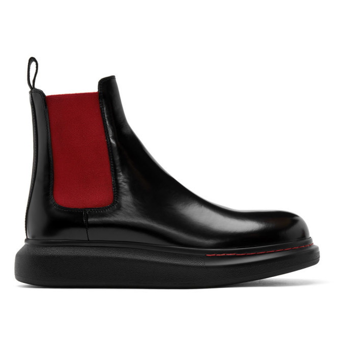 Photo: Alexander McQueen Black and Red Hybrid Chelsea Boots
