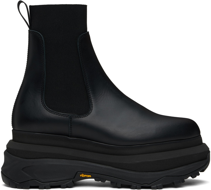 Photo: sacai Black Leather Chelsea Boots