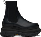 sacai Black Leather Chelsea Boots