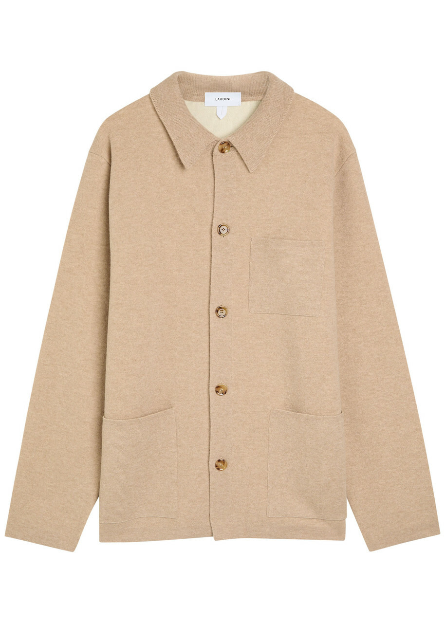 Lardini Melange Wool Overshirt Beige