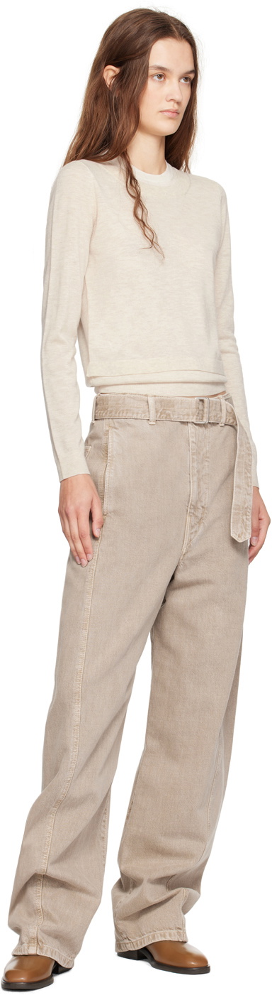 3.1 Phillip Lim Beige Double Layer Back Keyhole Sweater
