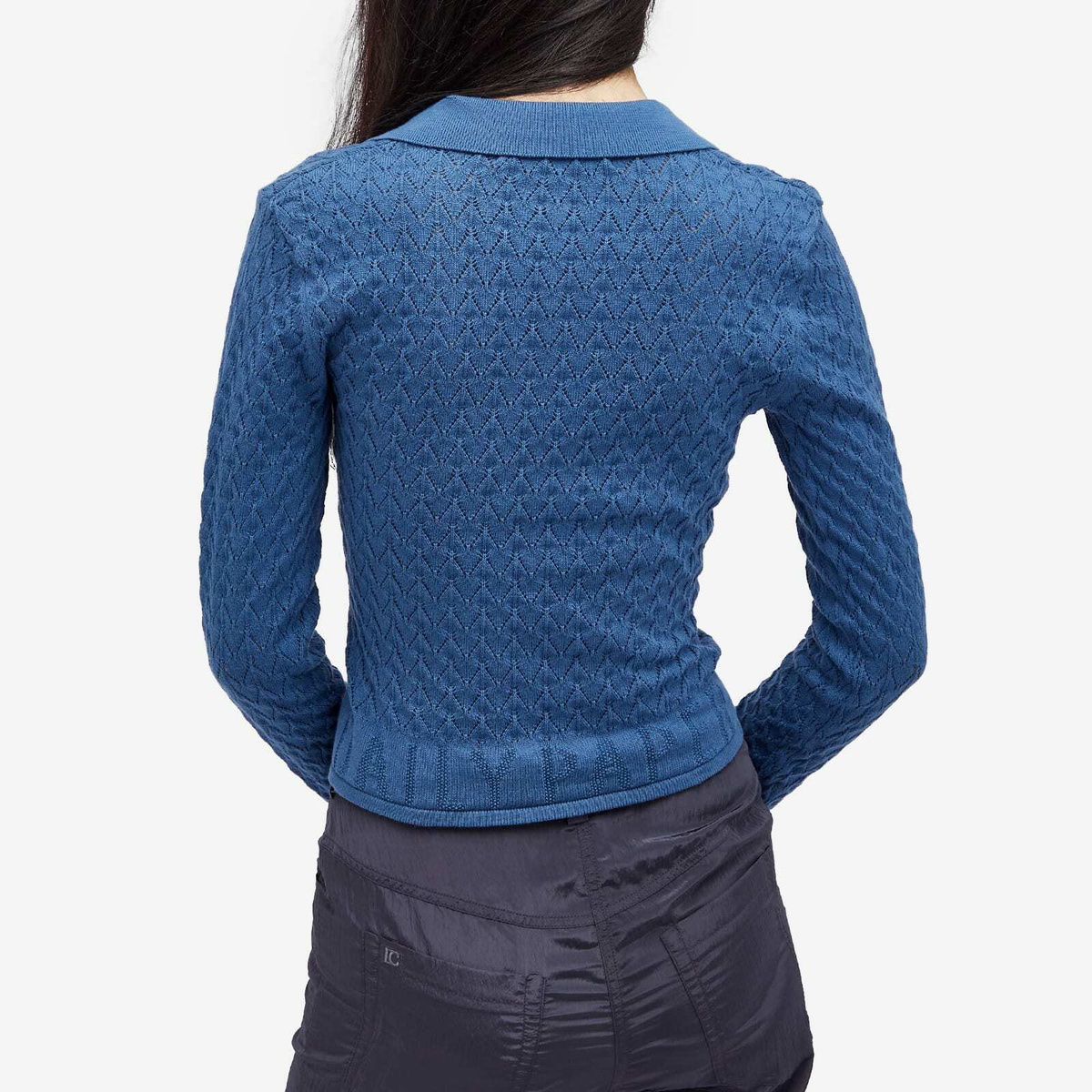 Daily Paper Women's Ada Knit Polo Top in Vintage Indigo