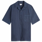 Sunspel Men's Seersucker Vacation Shirt in Navy