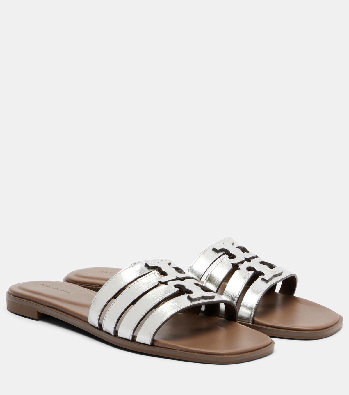 Tory Burch Metallic leather slides