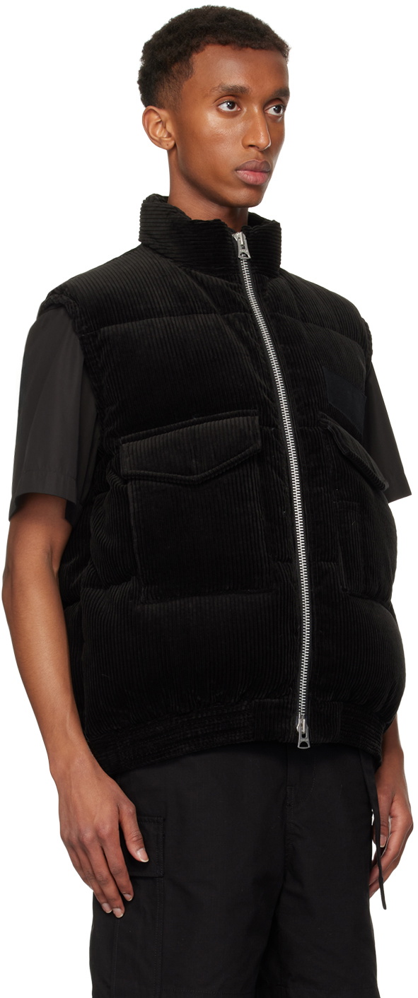 sacai Black Corduroy Down Vest Sacai