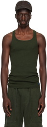 GREG ROSS Khaki Raw Edge Tank Top