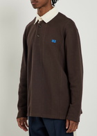 Wales Bonner City Logo Piqué Stretch-cotton Polo Shirt Dark Brown