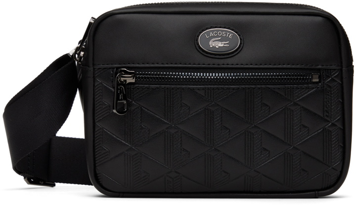 Photo: Lacoste Black Leather Monogram Shoulder Bag