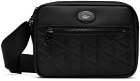 Lacoste Black Leather Monogram Shoulder Bag