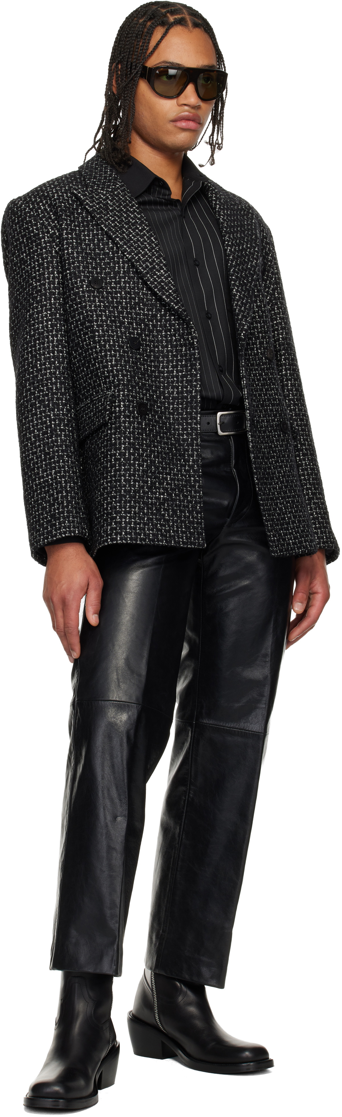 Ernest W. Baker Black Double-Breasted Blazer