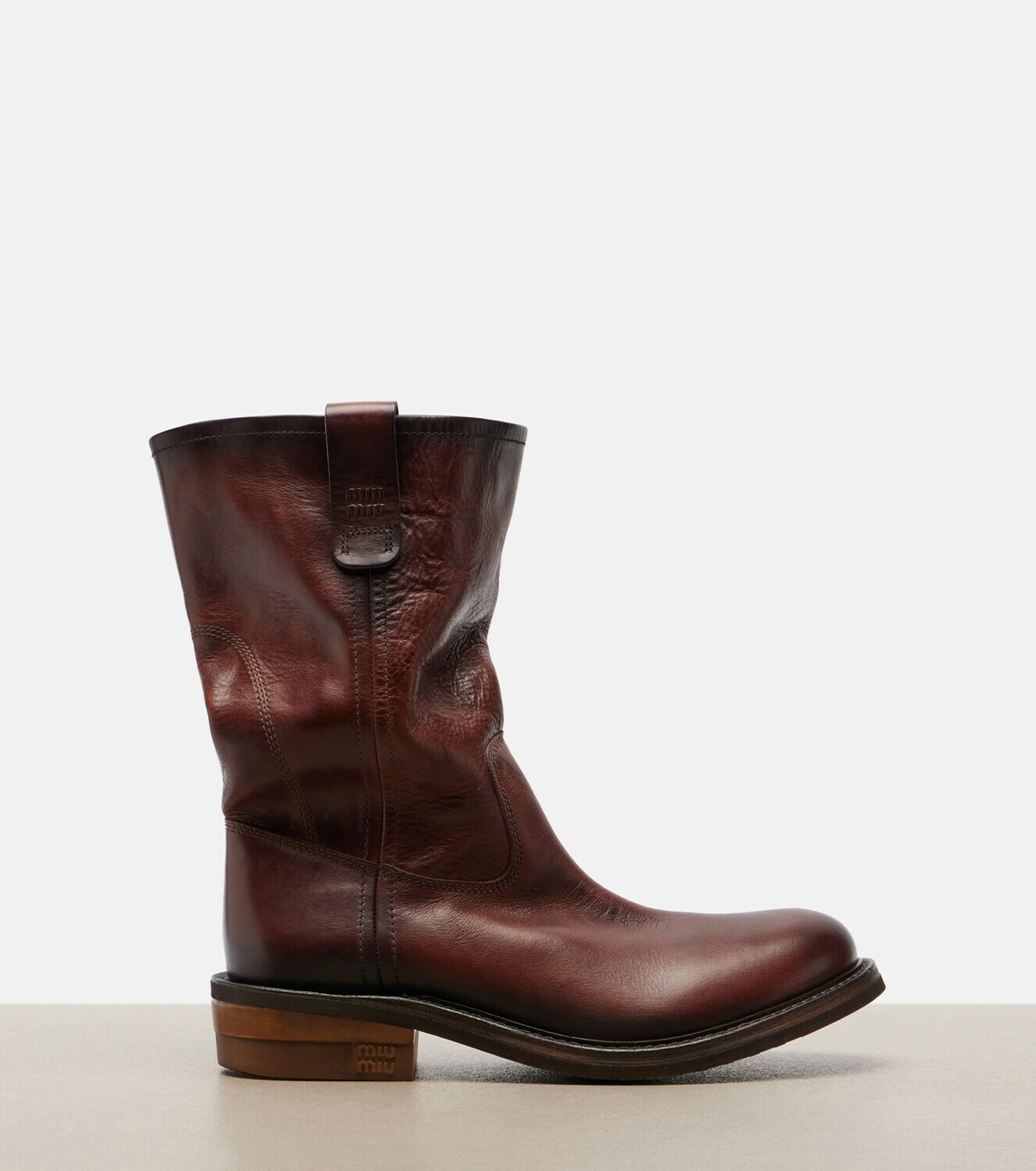 Miu Miu Foule leather ankle boots