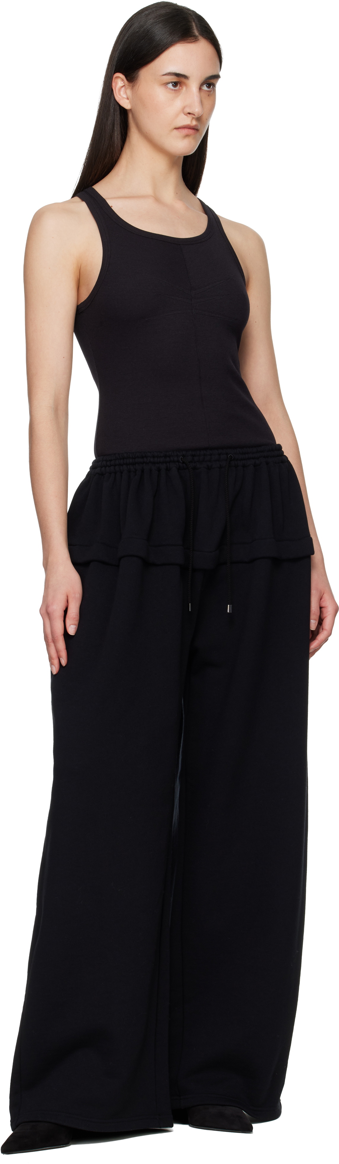 ALAÏA Black Peplum Fleece Lounge Pants