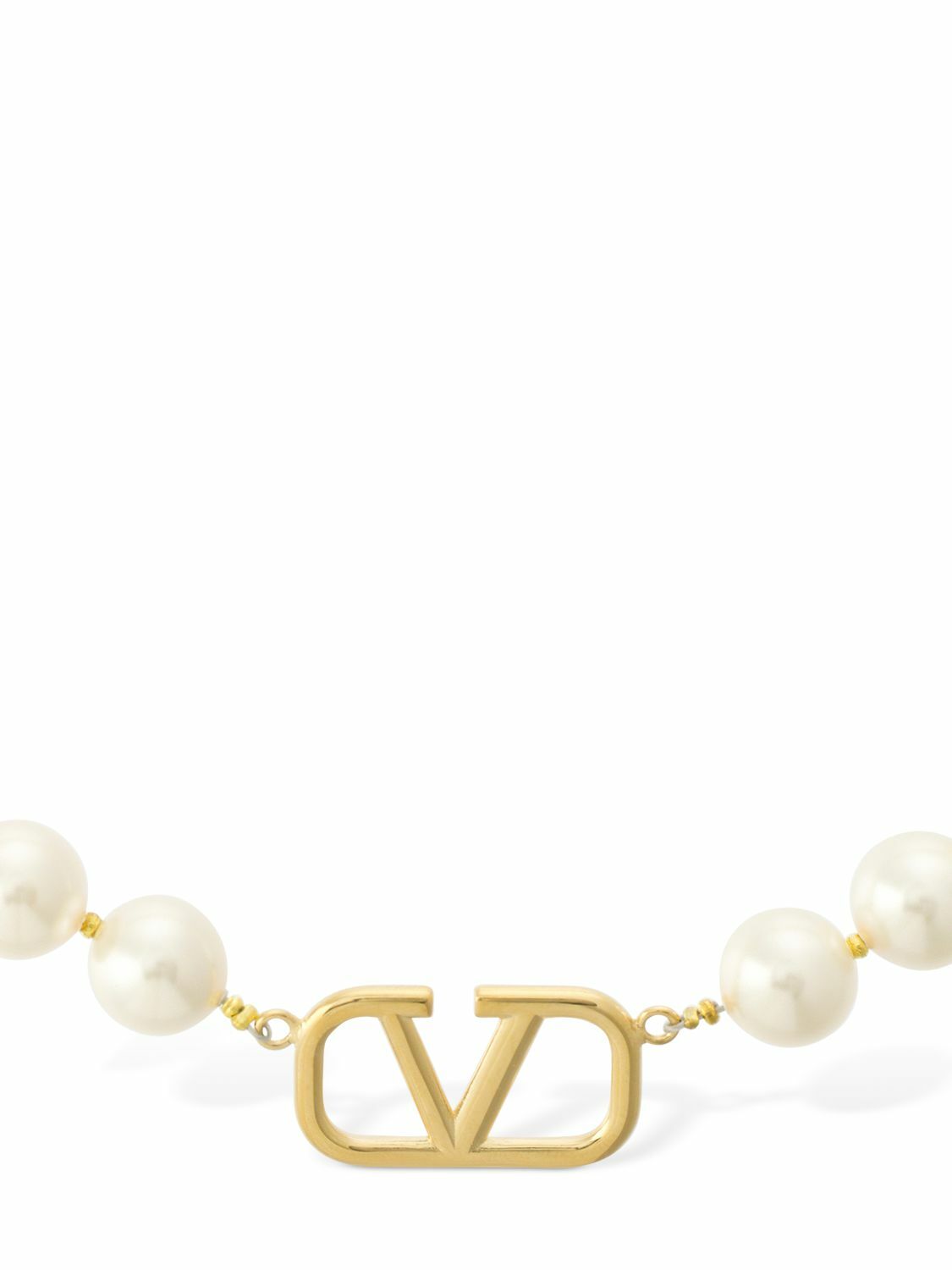 VALENTINO GARAVANI - V Logo Signature Faux Pearl Necklace