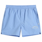 Calvin Klein Men's Heritage Crest Cotton Poplin Pyjama Short Set in White/Slim Stripe Blue Descent