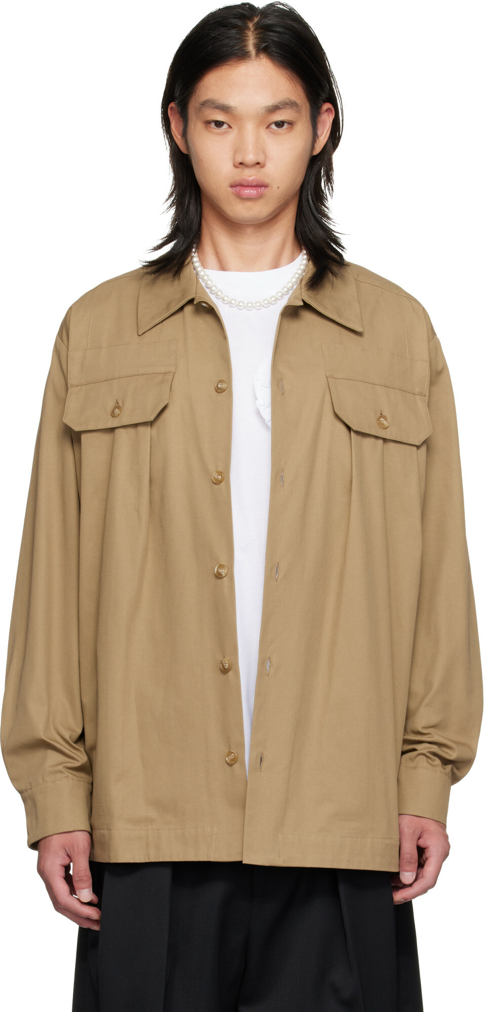 Simone Rocha Beige Military Overshirt