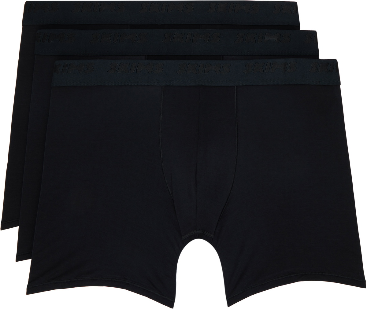 SKIMS Three-Pack Black SKIMS Stretch 5 Boxer Briefs