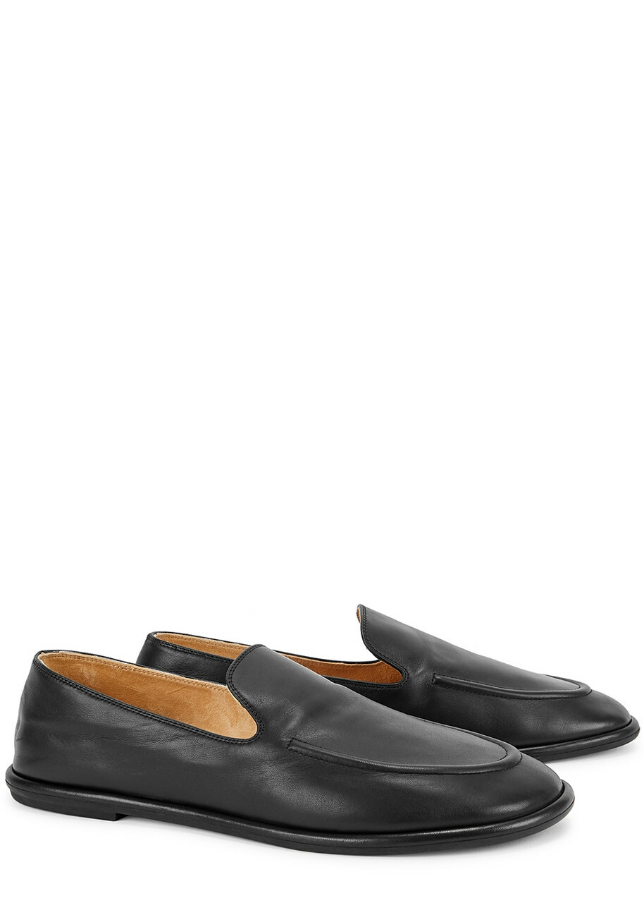 【関税&送料込】The Row Black Leather Canal Loafers Canal leather loafers in black - The Row | Mytheresa